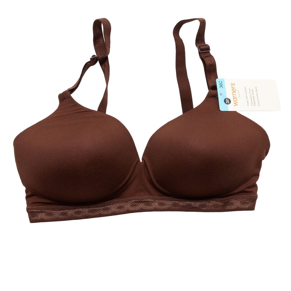 Warners Cloud 9 Wireless Lightly Lined T-Shirt Bra 36C Brown Front Adjust Straps